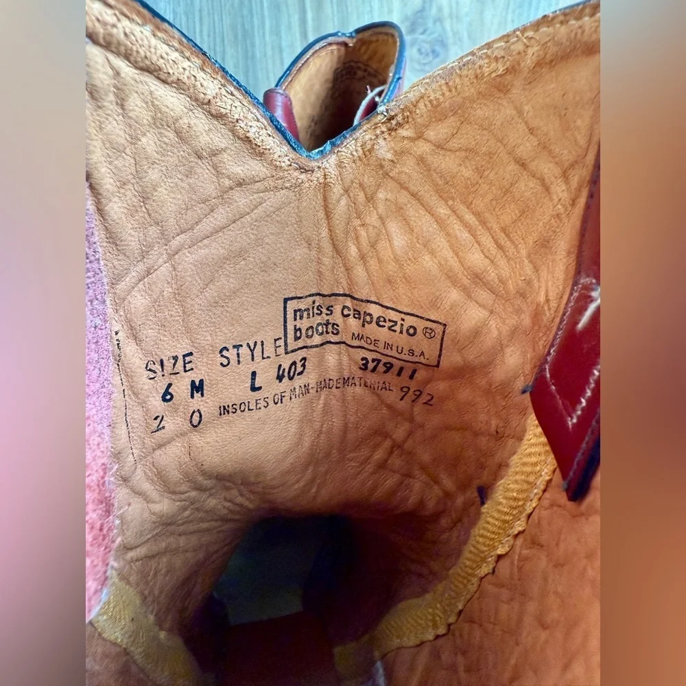 Miss Capezio Boots Burgundy Western Cowgirl Boots Size 6.5 M EUC - Picture 7 of 7